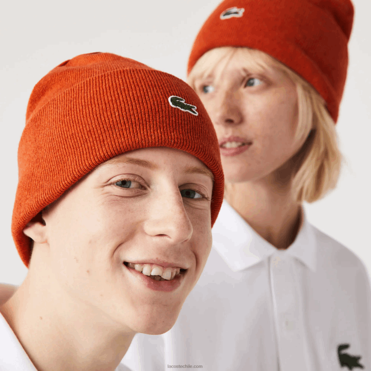 hombres Lacoste naranja uy6 gorro de lana N6XZ22292