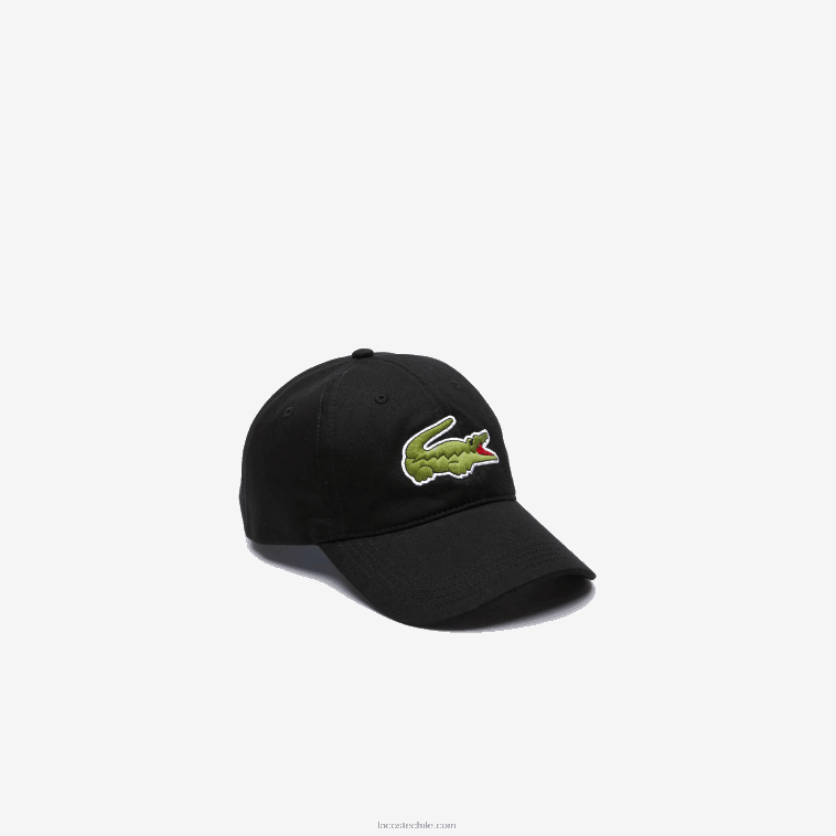 hombres Lacoste negro 031 correa de contraste y gorra de algodón de cocodrilo de gran tamaño N6XZ22231