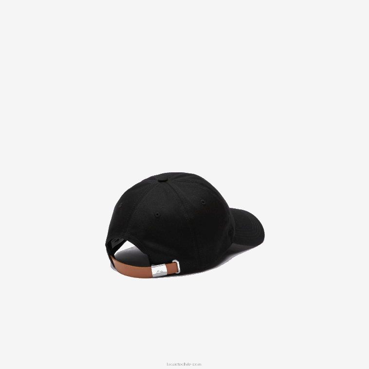 hombres Lacoste negro 031 correa de contraste y gorra de algodón de cocodrilo de gran tamaño N6XZ22231