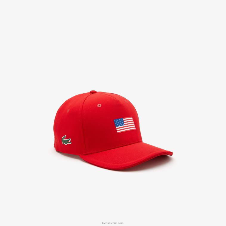 hombres Lacoste rojo 240 gorra ajustable de la bandera americana del deporte de la copa de los presidentes N6XZ22330