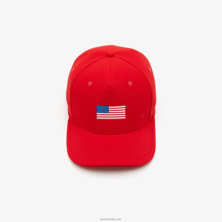 hombres Lacoste rojo 240 gorra ajustable de la bandera americana del deporte de la copa de los presidentes N6XZ22330