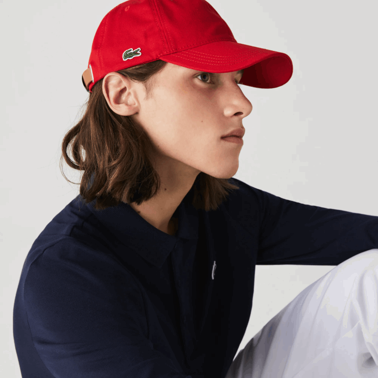 hombres Lacoste rojo 240 gorra con tira en contraste N6XZ22320