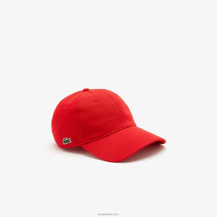 hombres Lacoste rojo 240 gorra de sarga de algodón orgánico N6XZ22325