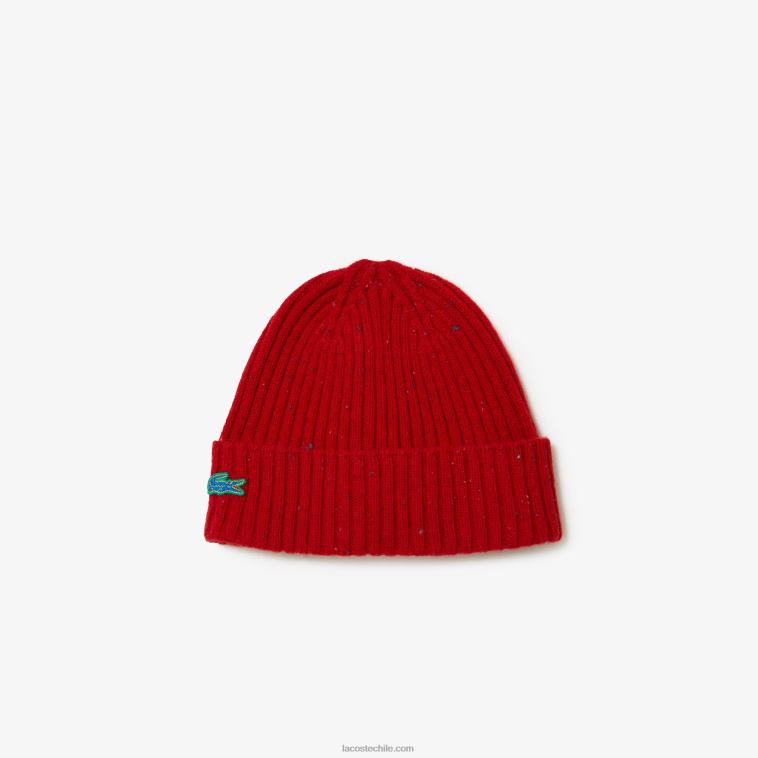 hombres Lacoste rojo 7cq gorro de lana moteado N6XZ22305