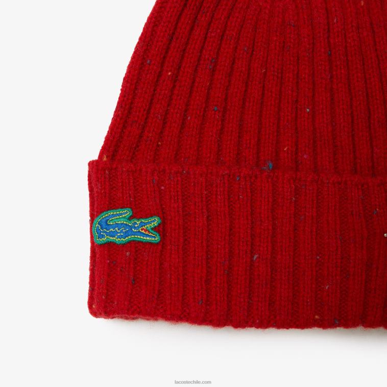 hombres Lacoste rojo 7cq gorro de lana moteado N6XZ22305