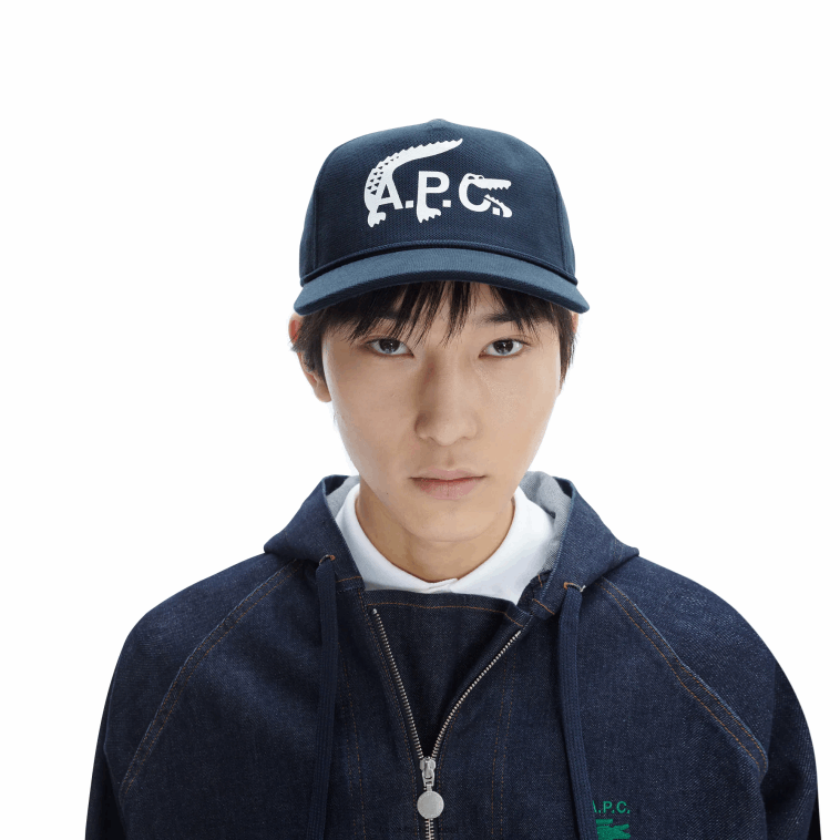 hombreswgh azul lacoste x a.p.c. gorro de algodón orgánico N6XZ22343
