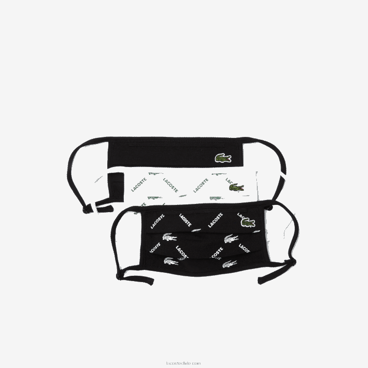 hombres Lacoste negro verde blanco 299 l.12.12 mascarillas ajustables de protección facial pack de 3 N6XZ22273