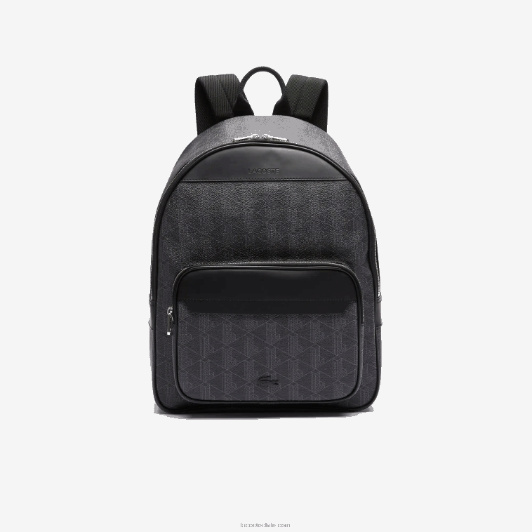 hombres Lacoste monograma noir gris h45 mochila de lona con monograma N6XZ22058