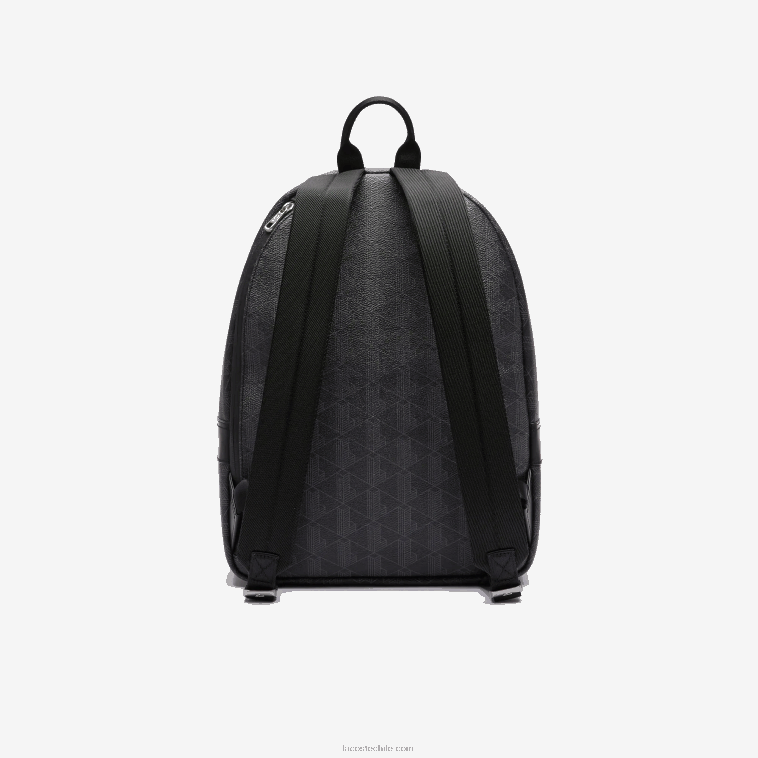 hombres Lacoste monograma noir gris h45 mochila de lona con monograma N6XZ22058