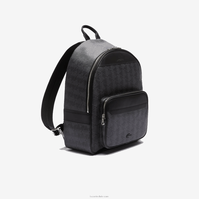 hombres Lacoste monograma noir gris h45 mochila de lona con monograma N6XZ22058