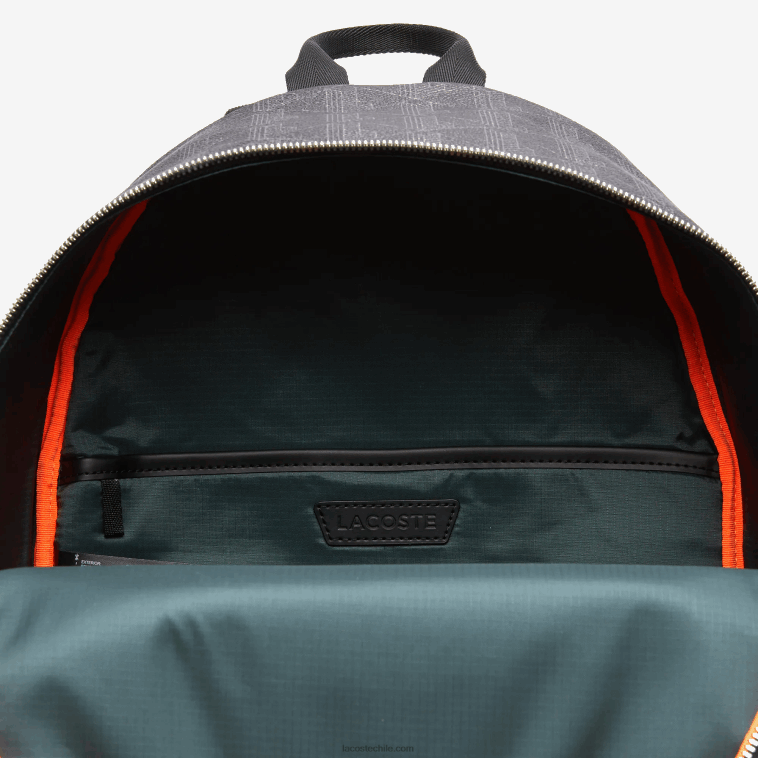 hombres Lacoste monograma noir gris h45 mochila de lona con monograma N6XZ22058