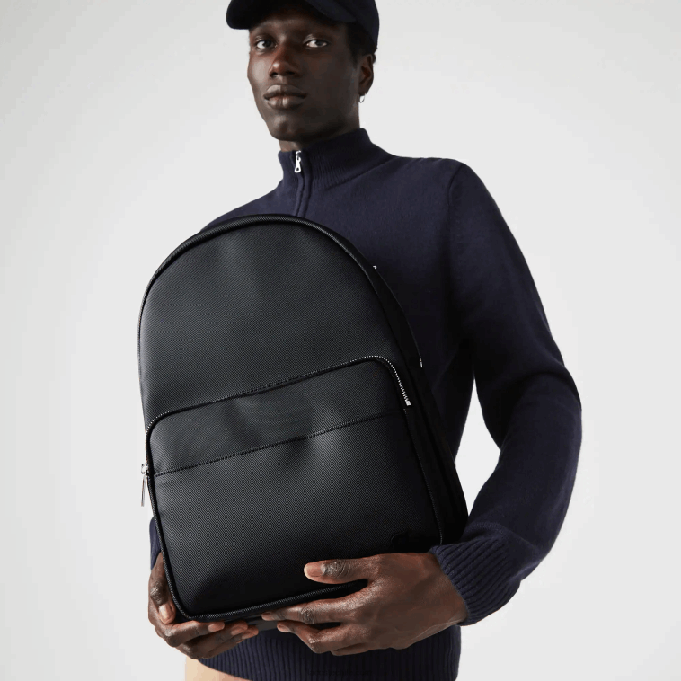 hombres Lacoste negro 000 mochila clásica de petit piqué N6XZ22031 hombres Lacoste negro 000 mochila clásica de petit piqué N6XZ22031