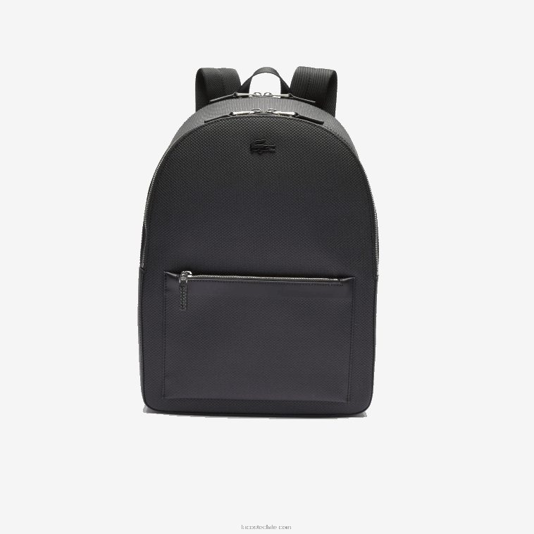 hombres Lacoste negro 000 mochila de cuero cosido mate chantaco N6XZ22022