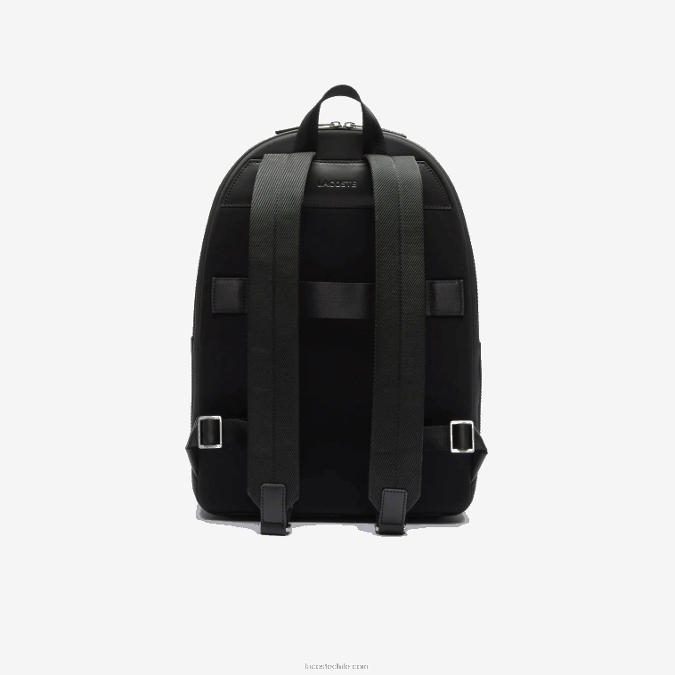 hombres Lacoste negro 000 mochila de cuero cosido mate chantaco N6XZ22022