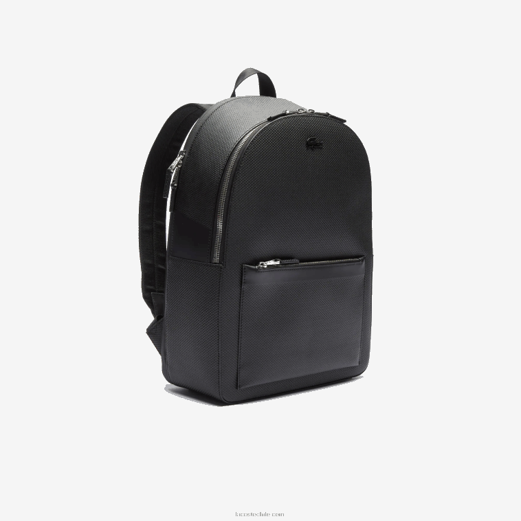 hombres Lacoste negro 000 mochila de cuero cosido mate chantaco N6XZ22022