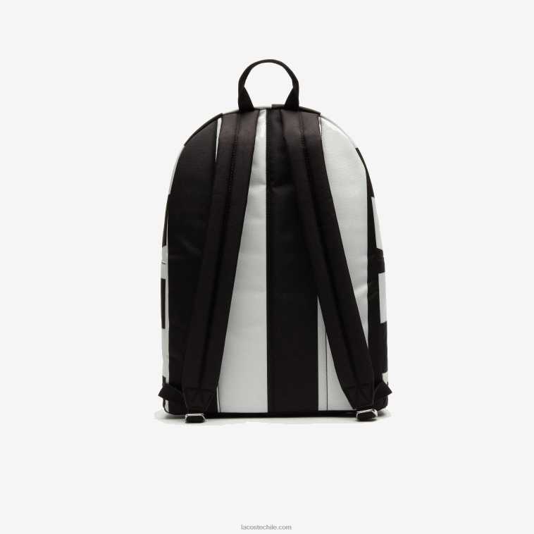 hombres Lacoste negro blanco 279 mochila live a rayas con bolsa removible N6XZ22055
