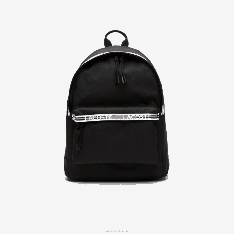 hombres Lacoste negro blanco 279 mochila neocroc con correas con cremallera y logo N6XZ22136