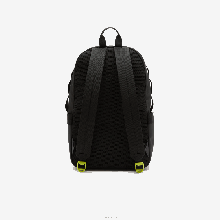 hombres Lacoste negro lima k68 mochila repelente al agua con cordones elásticos N6XZ22085