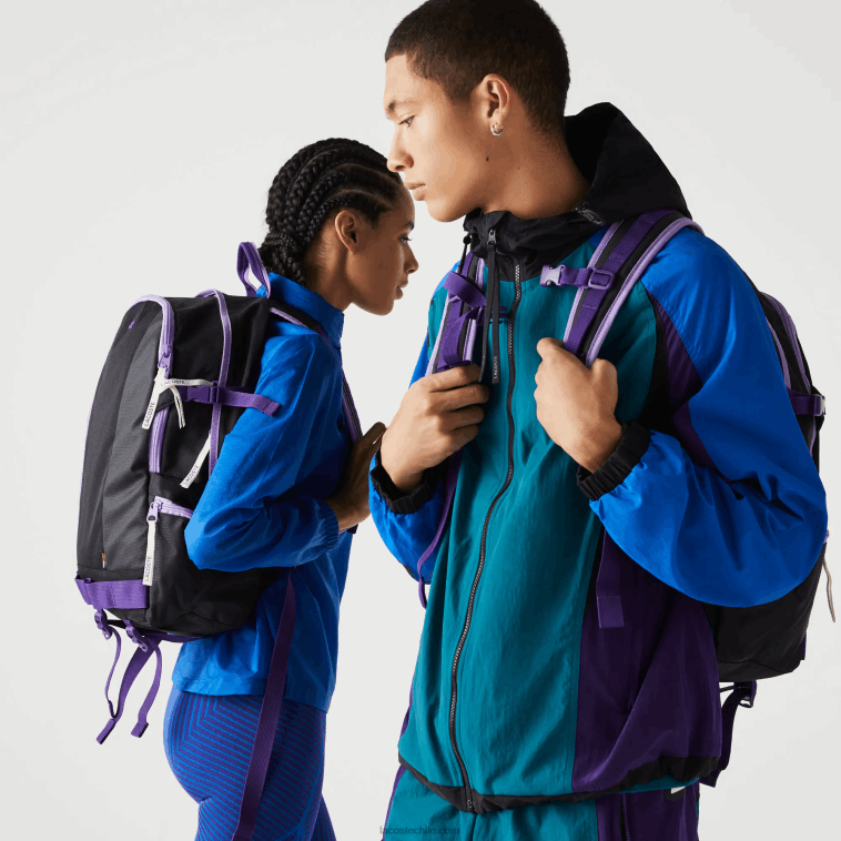 hombres Lacoste noir samui neva farine k96 mochila con diseño colour block y bolsillo con cremallera N6XZ22100