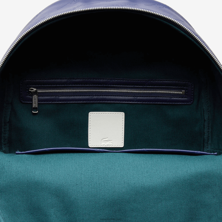 hombres Lacoste profundidades azules e62 mochila con cremallera y estampado de la firma en vivo N6XZ22047