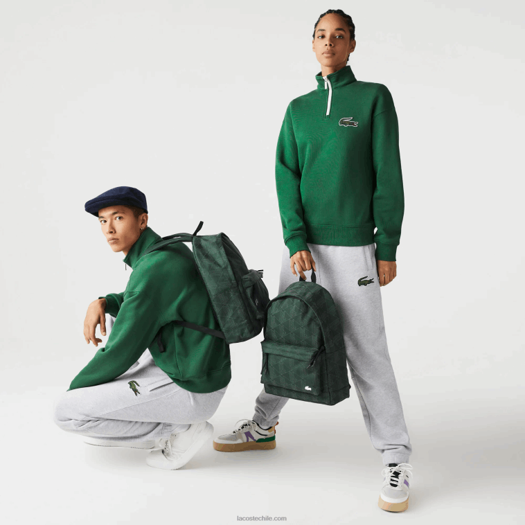hombres Lacoste sinople monograma l22 mochila con estampado de monograma reflectante N6XZ22072