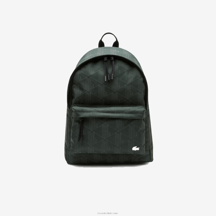 hombres Lacoste sinople monograma l22 mochila con estampado de monograma reflectante N6XZ22072