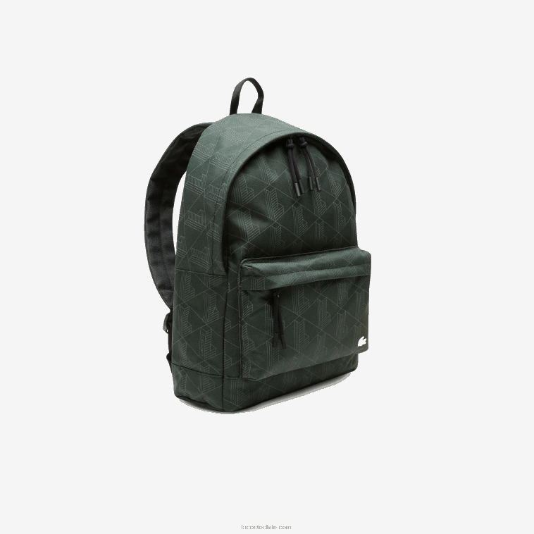 hombres Lacoste sinople monograma l22 mochila con estampado de monograma reflectante N6XZ22072