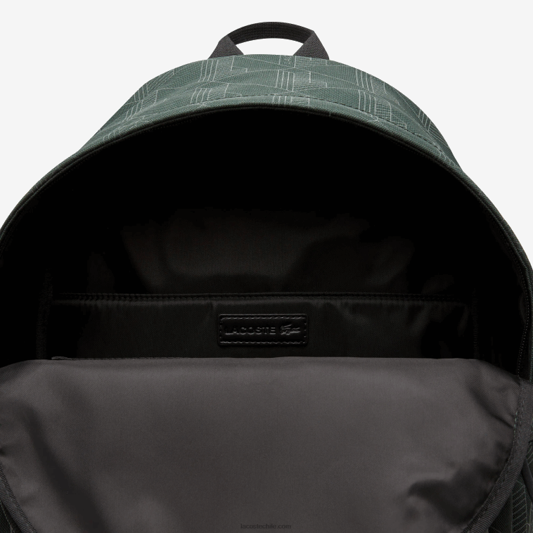 hombres Lacoste sinople monograma l22 mochila con estampado de monograma reflectante N6XZ22072