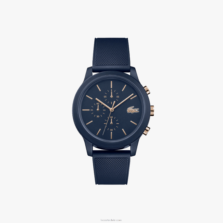 hombres Lacoste azul 000 Reloj 12.12 con correa de petit piqué de silicona azul marino N6XZ22314 hombres Lacoste azul 000 Reloj 12.12 con correa de petit piqué de silicona azul marino N6XZ22314