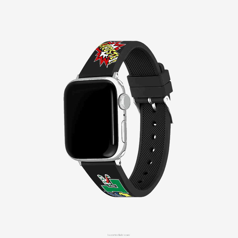 hombres Lacoste negro 000 correa de silicona para apple watch con estampado de cómic N6XZ22344