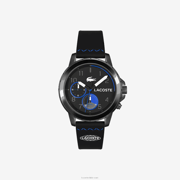 hombres Lacoste negro 000 reloj de silicona negra multifuncional de resistencia N6XZ22199
