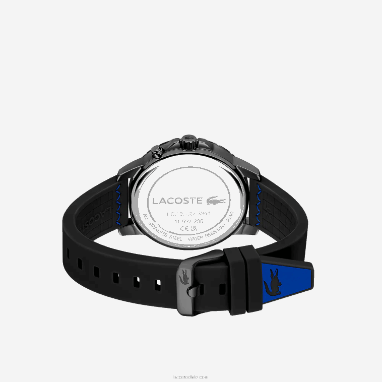 hombres Lacoste negro 000 reloj de silicona negra multifuncional de resistencia N6XZ22199
