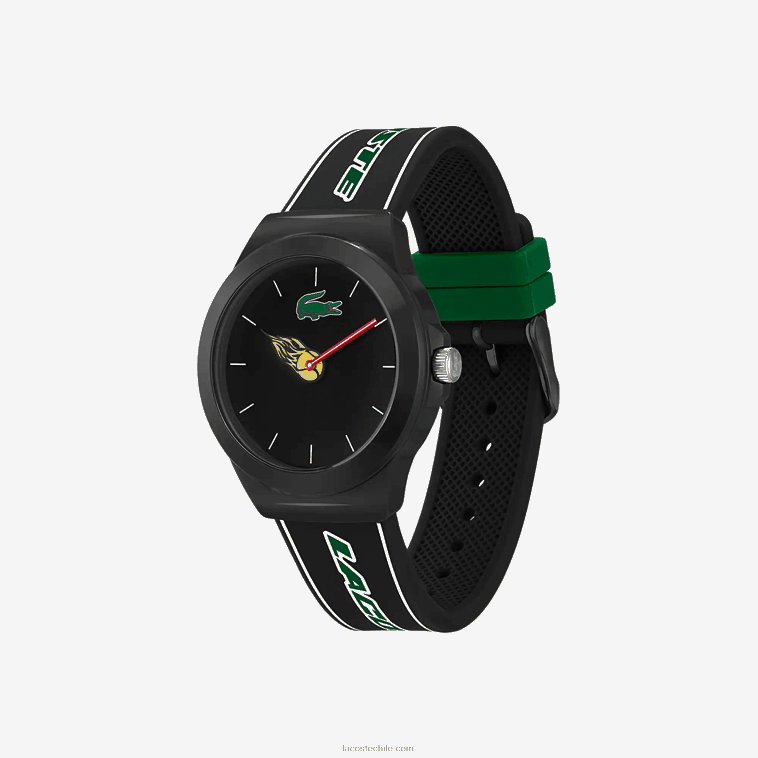 hombres Lacoste negro 000 reloj neocroc correa de silicona negra N6XZ22350