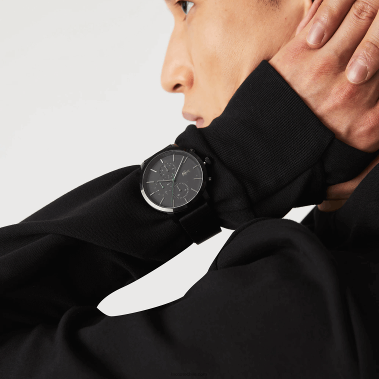 hombres Lacoste negro 000 reloj replay con correa de piel negra N6XZ22318