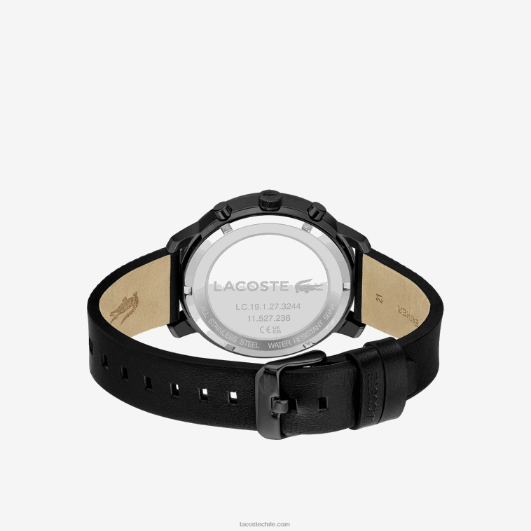 hombres Lacoste negro 000 reloj replay con correa de piel negra N6XZ22318