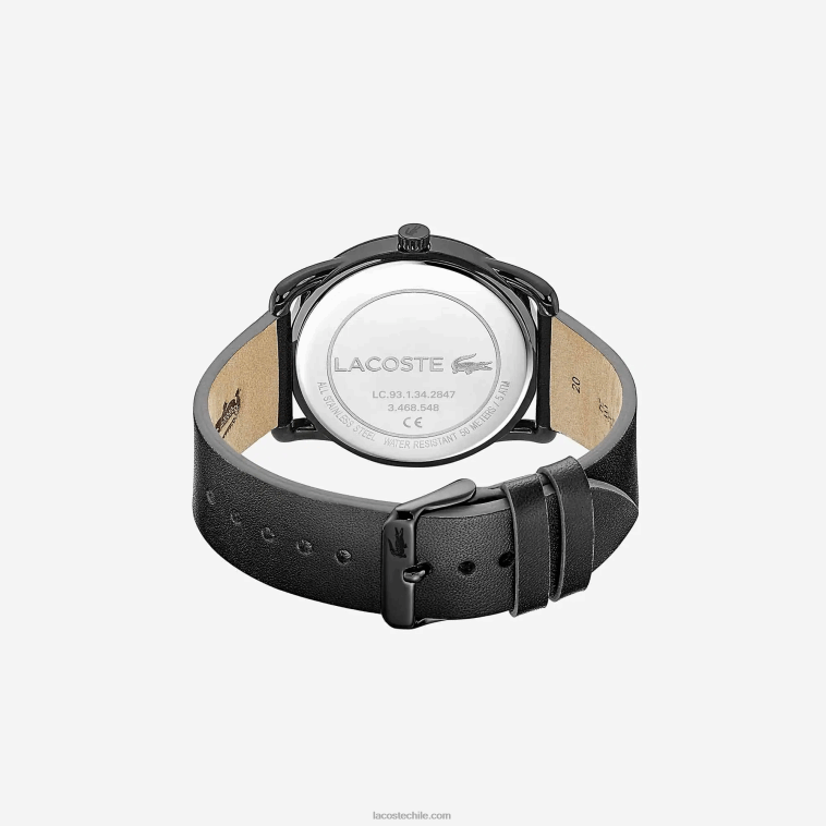 hombres Lacoste negro 000 reloj urbano de caballero con correa de piel negra N6XZ22312