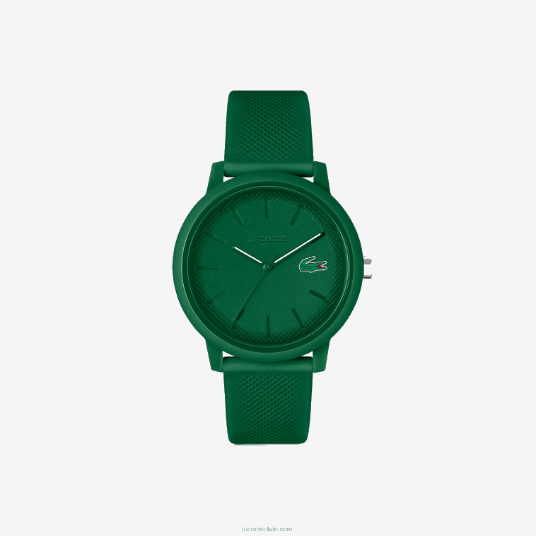 hombres Lacoste verde 000 Reloj con correa de silicona verde 12.12 N6XZ22198