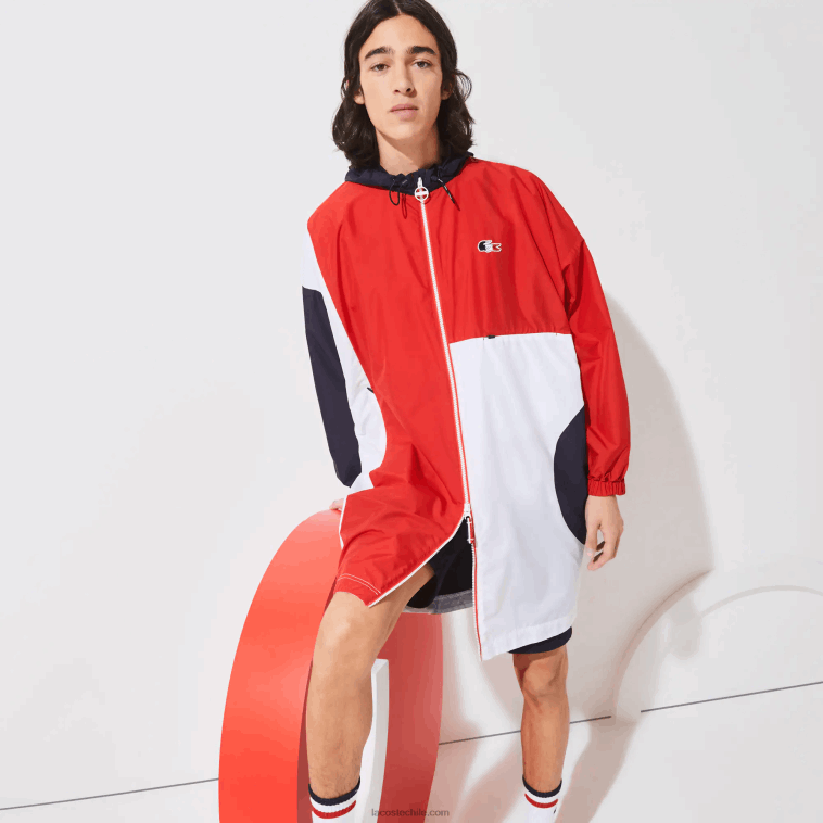 hombres Lacoste azul marino rojo blanco db3 sport gabardina oversize edición french sporting spirit N6XZ21299
