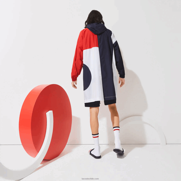 hombres Lacoste azul marino rojo blanco db3 sport gabardina oversize edición french sporting spirit N6XZ21299