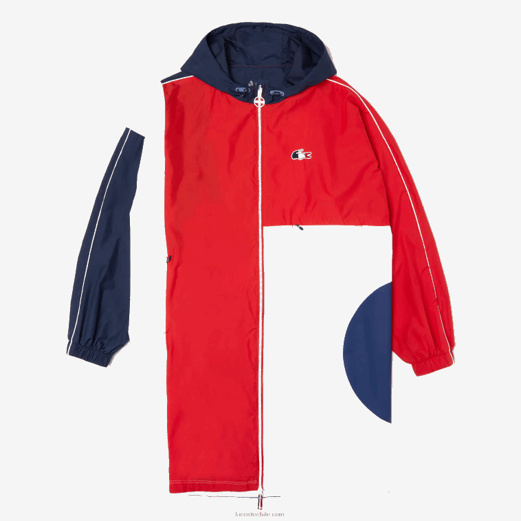 hombres Lacoste azul marino rojo blanco db3 sport gabardina oversize edición french sporting spirit N6XZ21299
