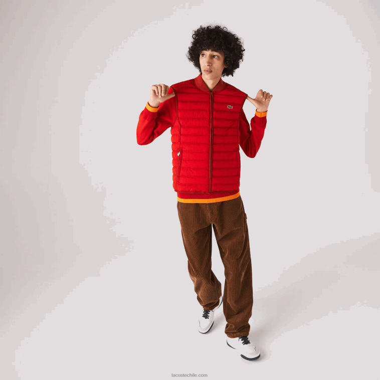 hombres Lacoste rojo 240 abrigo acolchado ligero y plegable resistente al agua N6XZ21288