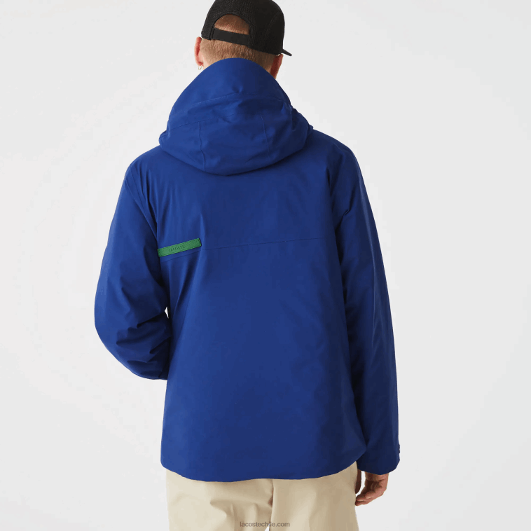hombres Lacoste bdm azul parka acolchada resistente al agua N6XZ21308