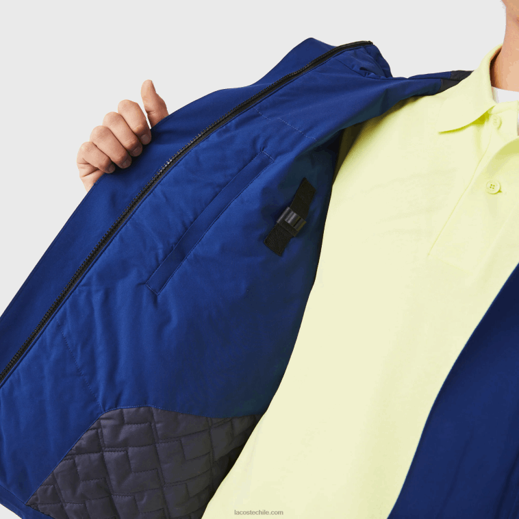 hombres Lacoste bdm azul parka acolchada resistente al agua N6XZ21308