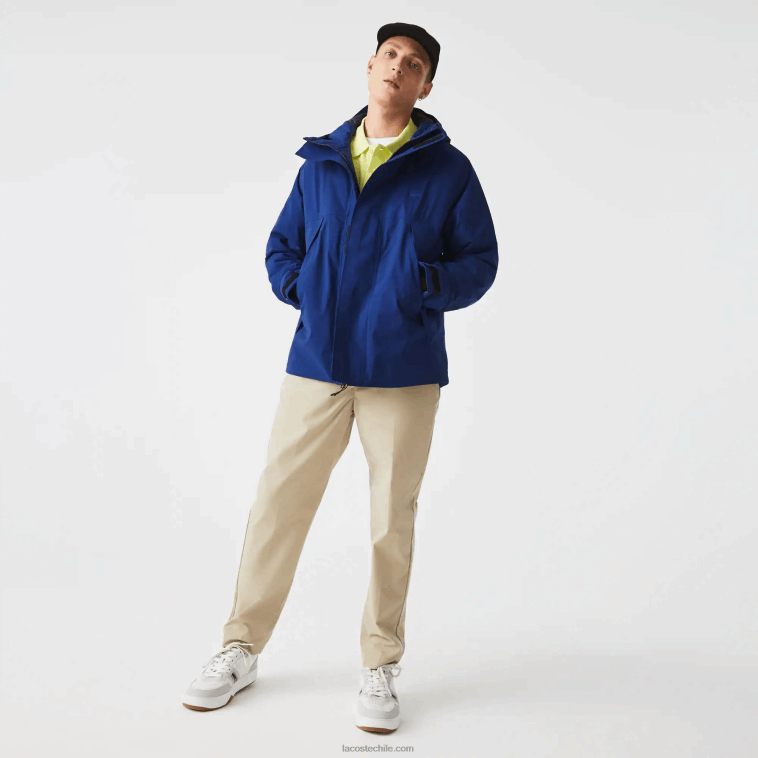 hombres Lacoste bdm azul parka acolchada resistente al agua N6XZ21308