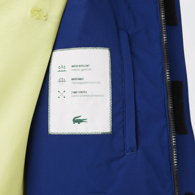 hombres Lacoste bdm azul parka acolchada resistente al agua N6XZ21308
