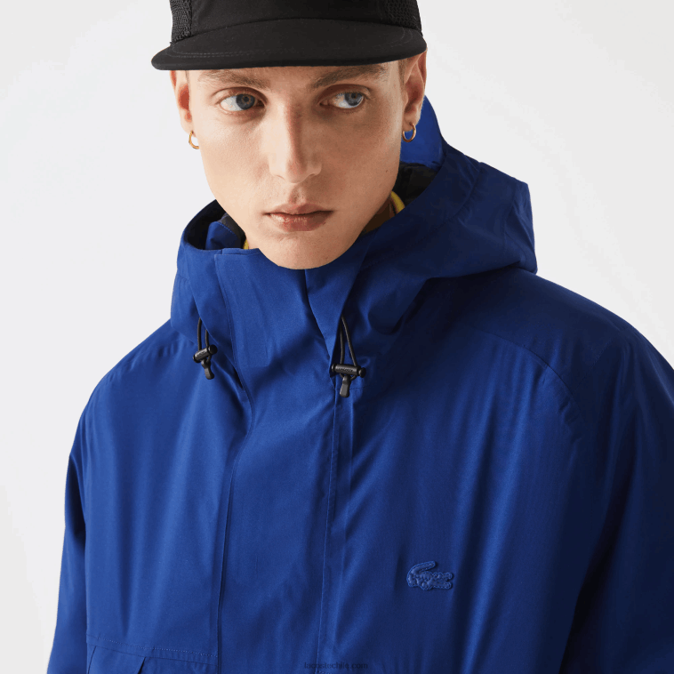 hombres Lacoste bdm azul parka acolchada resistente al agua N6XZ21308