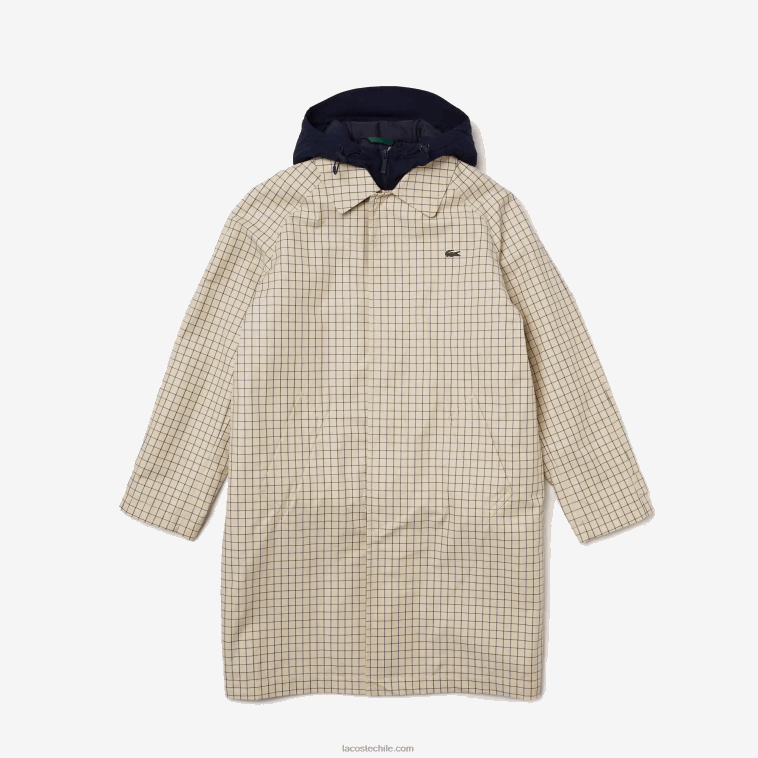 hombres Lacoste beige blanco a8m trinchera de cuadros 3 en 1 heritage N6XZ21290