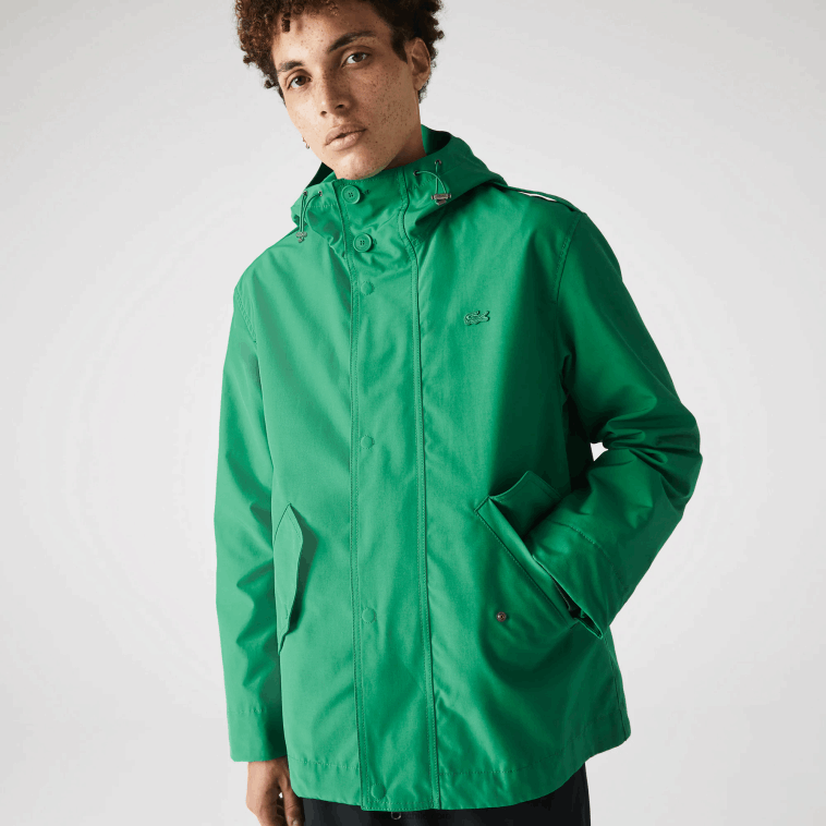 hombres Lacoste ldm verde parka corta con capucha de mezcla de algodón resistente al agua N6XZ21313 hombres Lacoste ldm verde parka corta con capucha de mezcla de algodón resistente al agua N6XZ21313