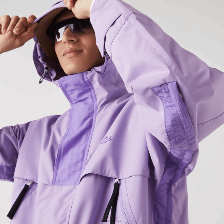 hombres Lacoste púrpura gfu parka repelente al agua N6XZ21256