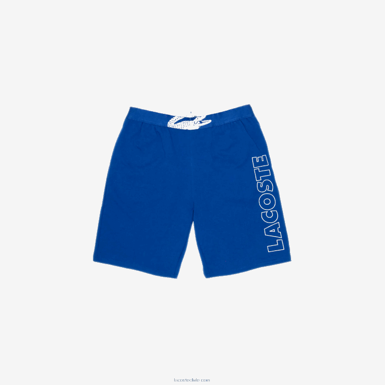 hombres Lacoste azul blanco emj shorts interiores de vellón de algodón con logo N6XZ21512 hombres Lacoste azul blanco emj shorts interiores de vellón de algodón con logo N6XZ21512